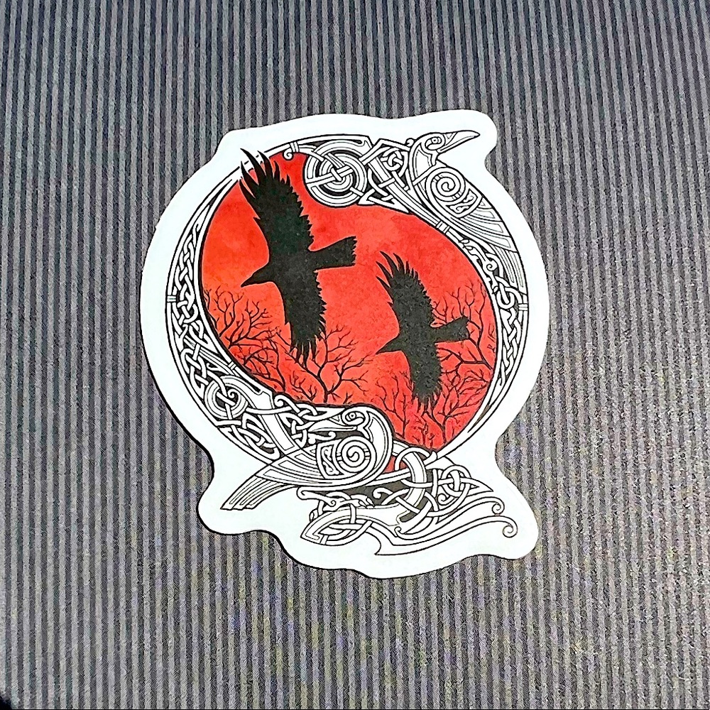 Sacred Birds Old Norse God Masculine Warrior Celtic Art Single Sticker